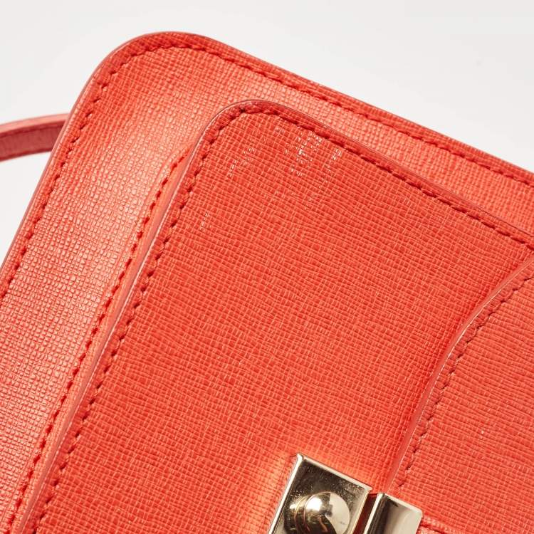 Pre Owned Furla Orange Leather Metropolis Top Handle Bag
