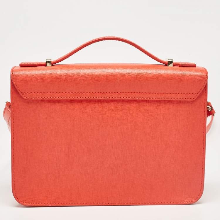 Pre Owned Furla Orange Leather Metropolis Top Handle Bag