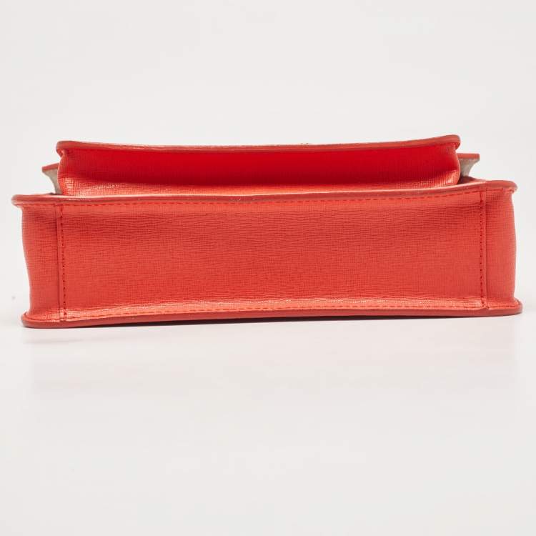 Pre Owned Furla Orange Leather Metropolis Top Handle Bag