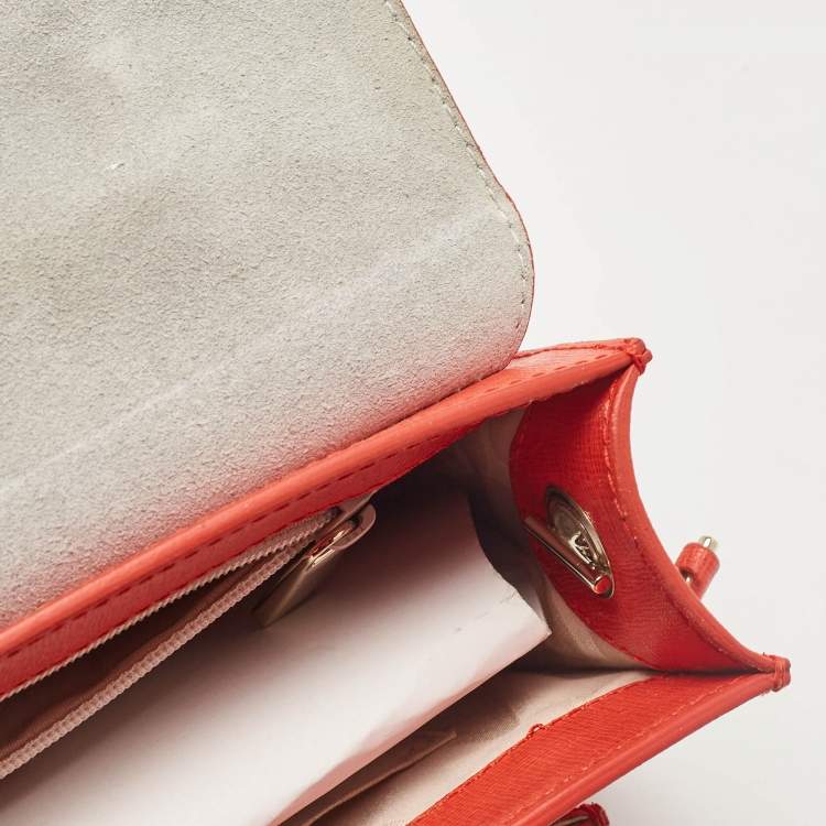 Pre Owned Furla Orange Leather Metropolis Top Handle Bag