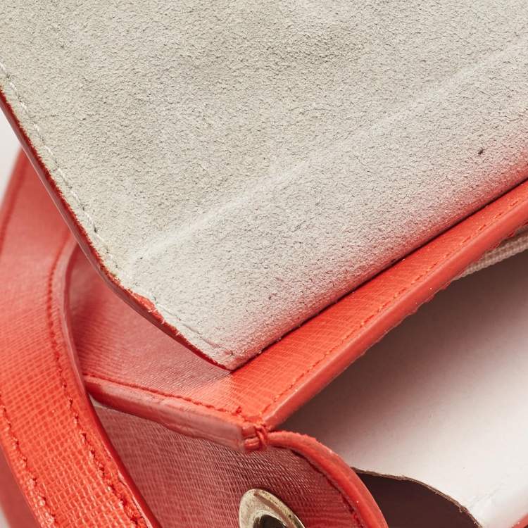 Pre Owned Furla Orange Leather Metropolis Top Handle Bag