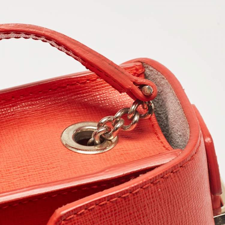 Pre Owned Furla Orange Leather Metropolis Top Handle Bag