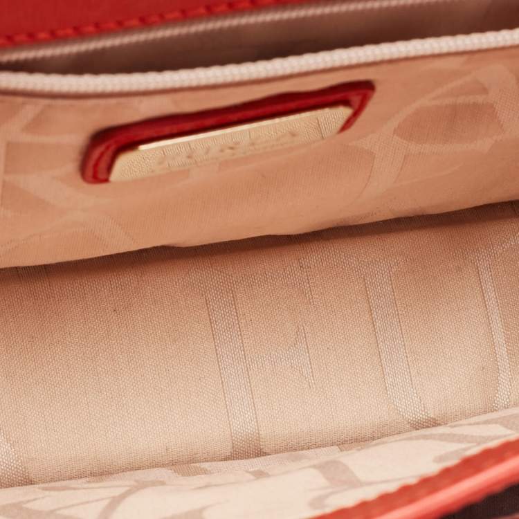 Pre Owned Furla Orange Leather Metropolis Top Handle Bag