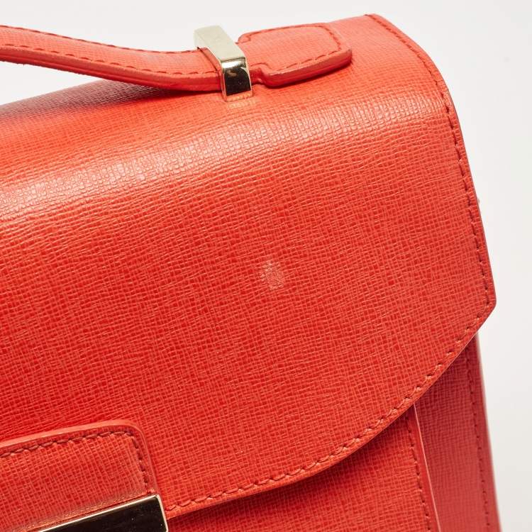 Pre Owned Furla Orange Leather Metropolis Top Handle Bag