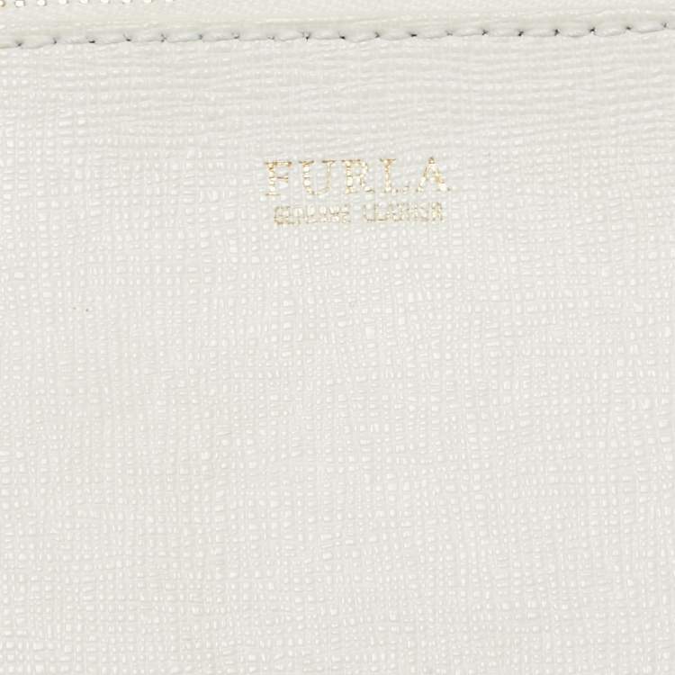 Pre Owned Furla White Leather Stacy Drawstring Bucket Bag