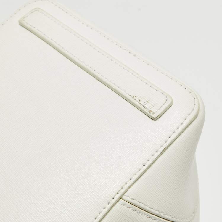 Pre Owned Furla White Leather Stacy Drawstring Bucket Bag
