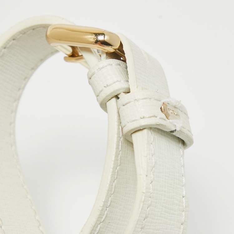 Pre Owned Furla White Leather Stacy Drawstring Bucket Bag