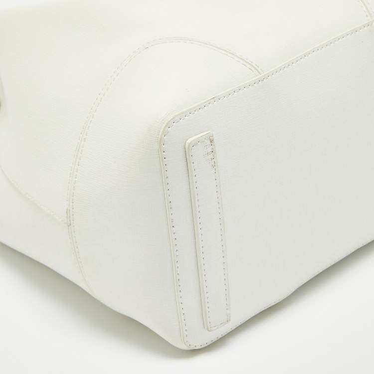Pre Owned Furla White Leather Stacy Drawstring Bucket Bag