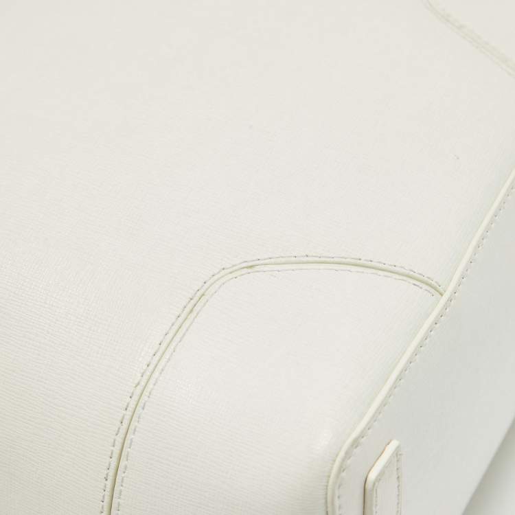 Pre Owned Furla White Leather Stacy Drawstring Bucket Bag