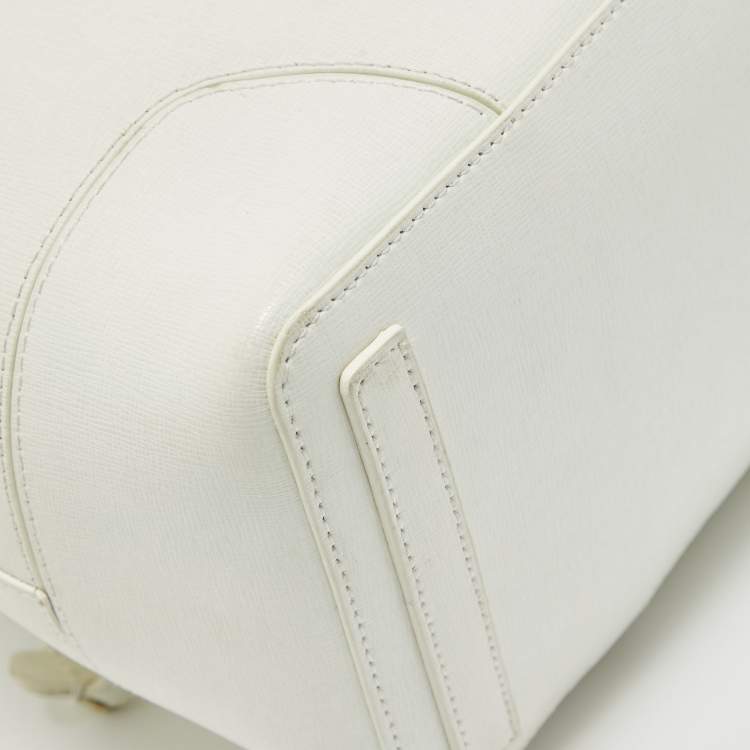 Pre Owned Furla White Leather Stacy Drawstring Bucket Bag
