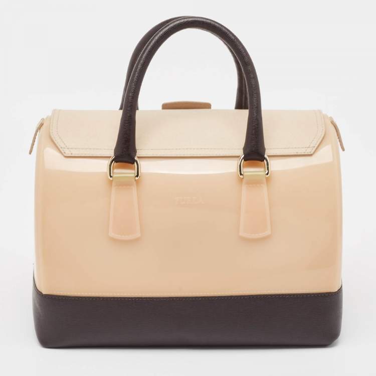 Pre Owned Furla Multicolor Leather and Rubber Candy Flap Satchel