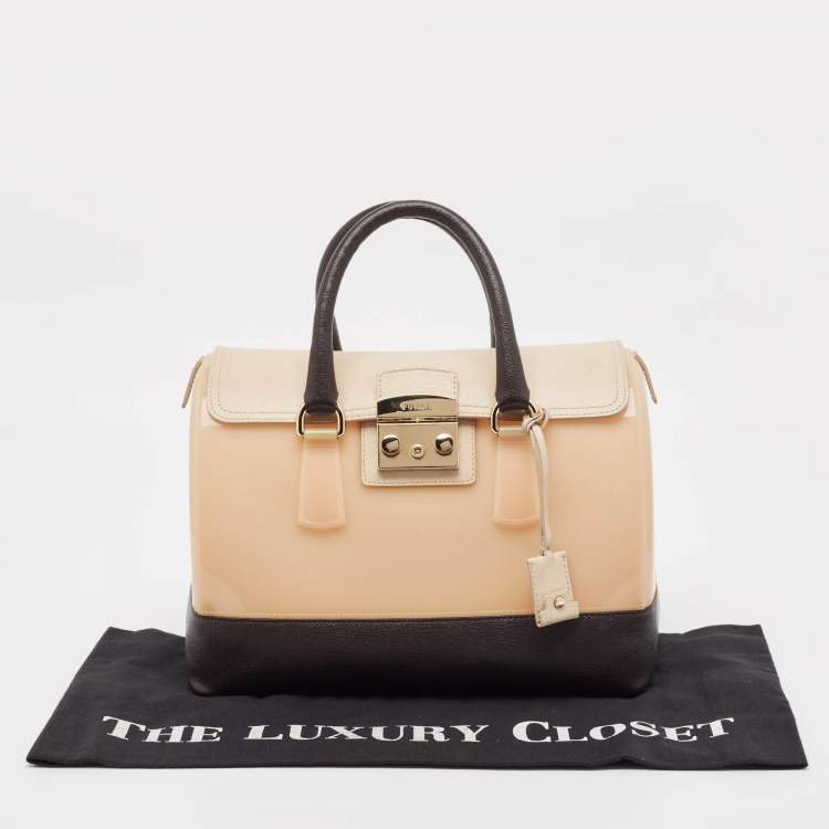 Pre Owned Furla Multicolor Leather and Rubber Candy Flap Satchel