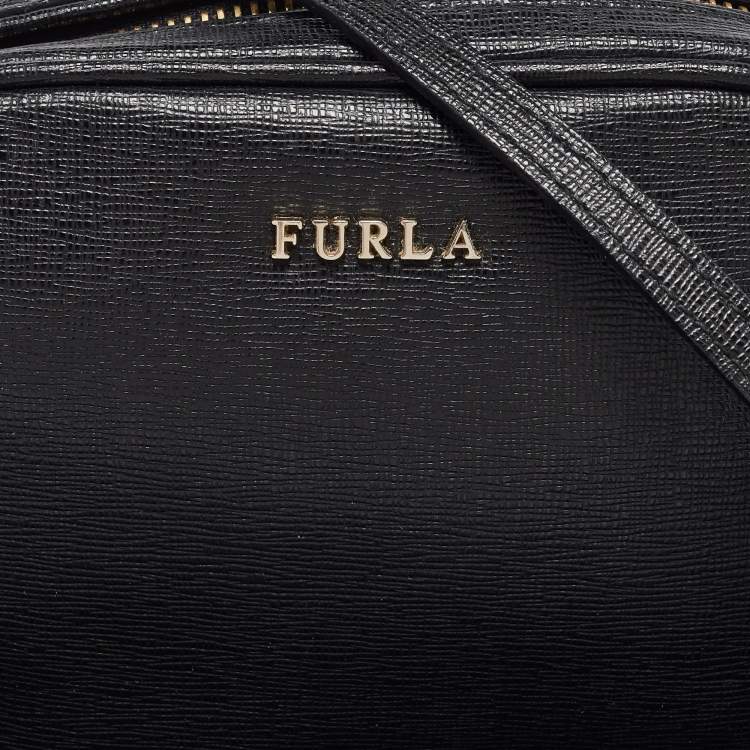 Pre Owned Furla Black Leather Camera Crossbody Bag
