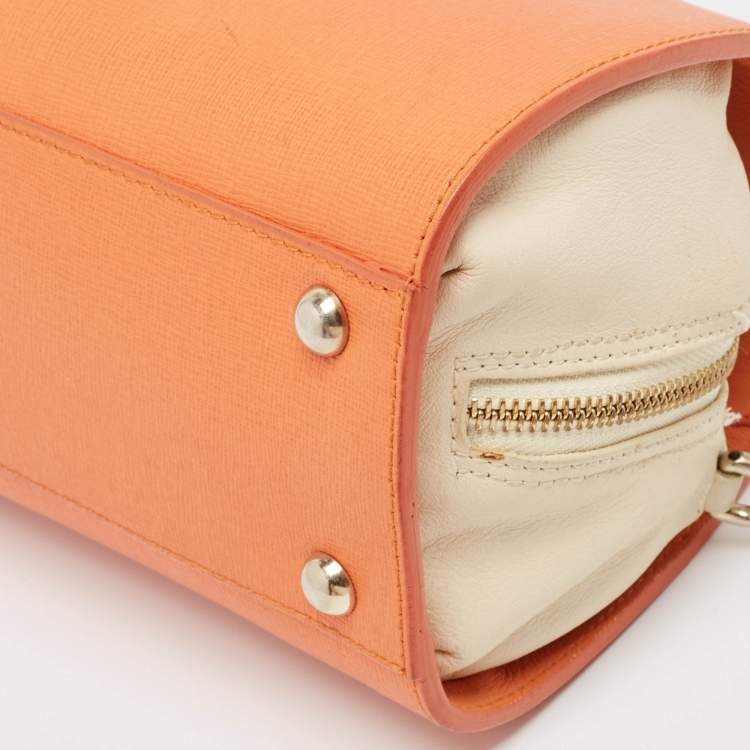 Pre Owned Furla Orange/Light Beige Leather Mini Venus Satchel