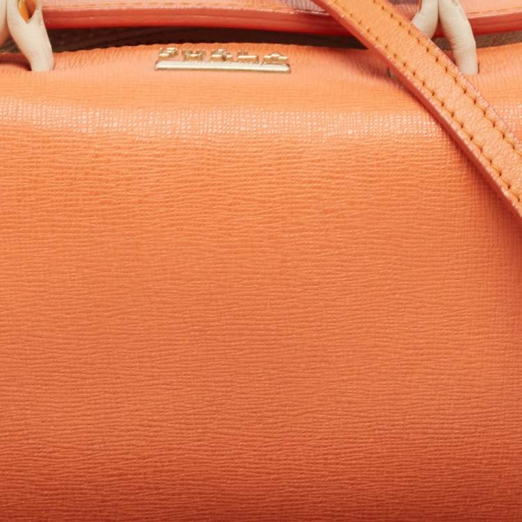 Pre Owned Furla Orange/Light Beige Leather Mini Venus Satchel