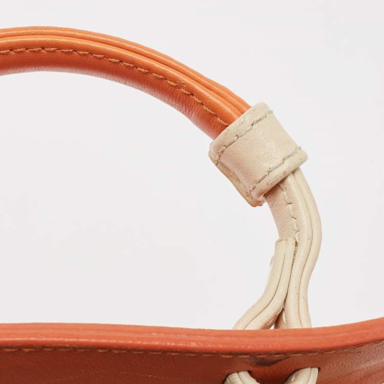 Pre Owned Furla Orange/Light Beige Leather Mini Venus Satchel