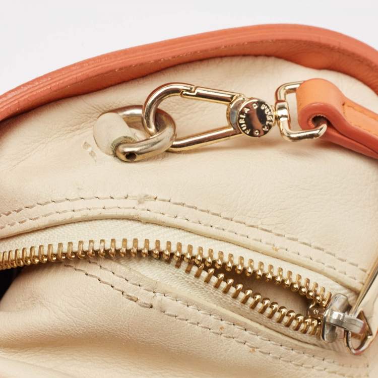 Pre Owned Furla Orange/Light Beige Leather Mini Venus Satchel