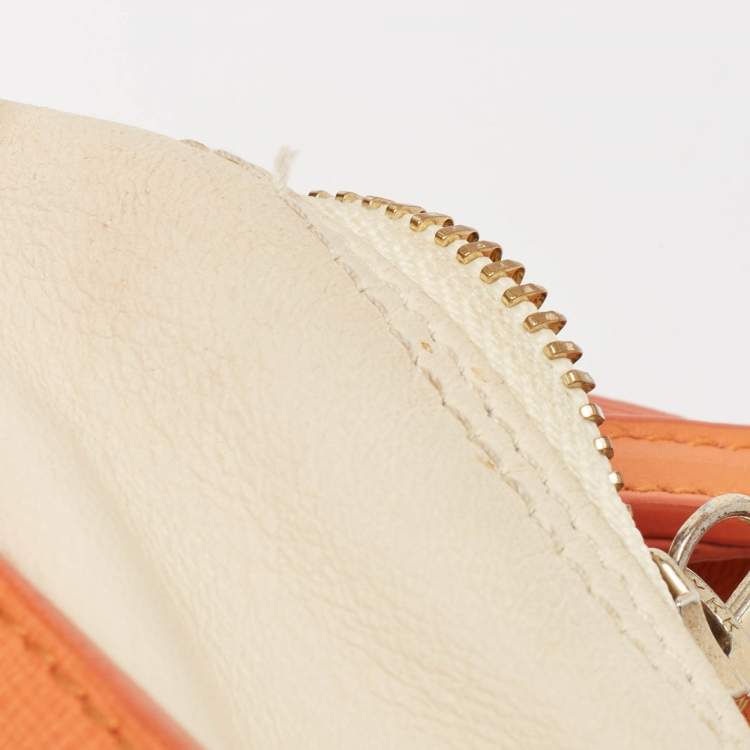 Pre Owned Furla Orange/Light Beige Leather Mini Venus Satchel