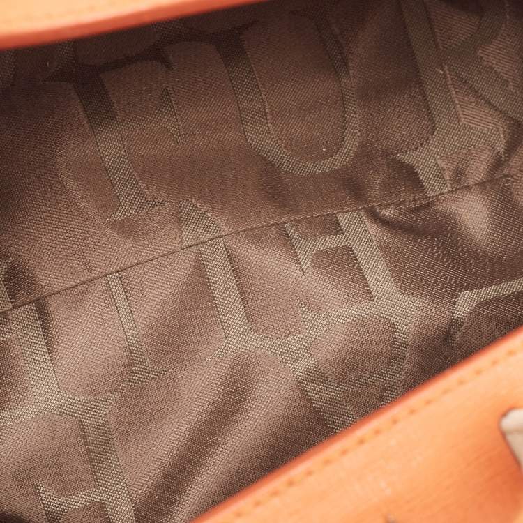 Pre Owned Furla Orange/Light Beige Leather Mini Venus Satchel