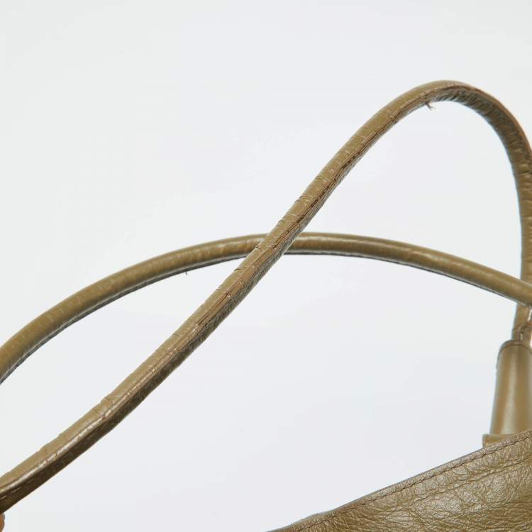 Pre Owned Furla Green Leather Top Zip Tote