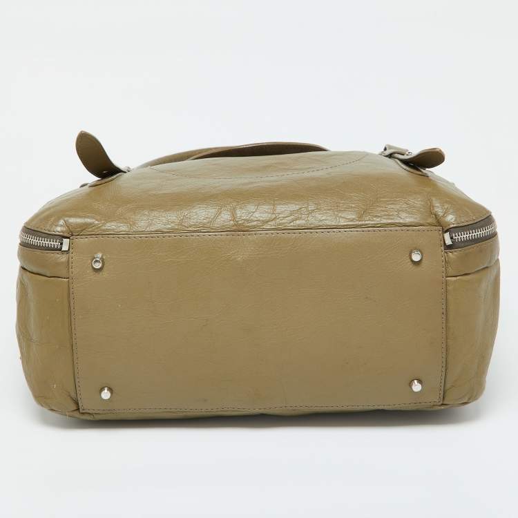 Pre Owned Furla Green Leather Top Zip Tote