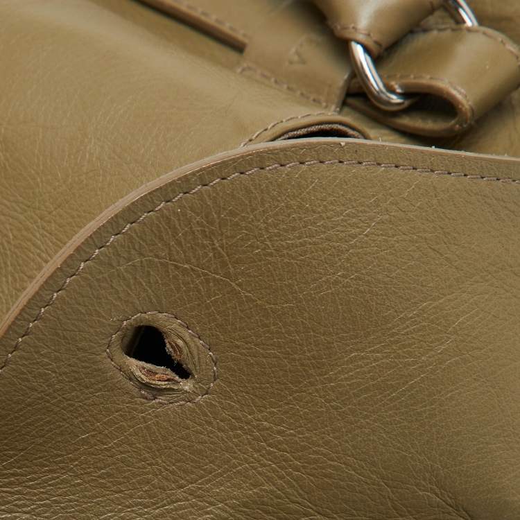 Pre Owned Furla Green Leather Top Zip Tote