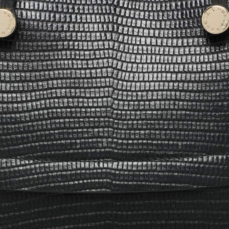 Pre Owned Furla Black Textured Leather Piper Dome Satchel