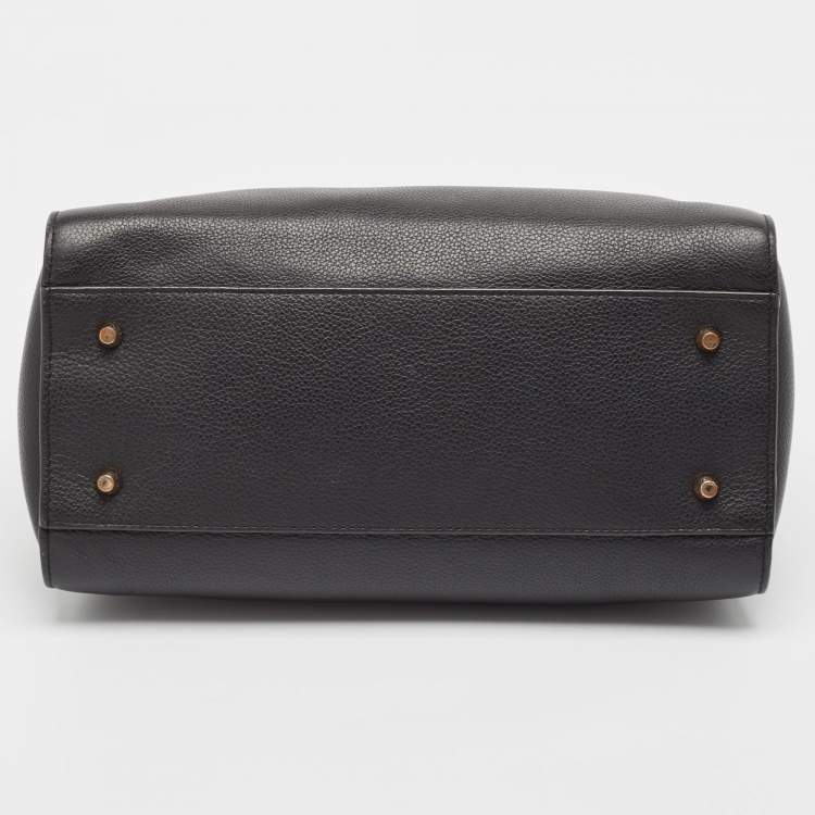 Pre Owned Furla Black Leather Pin S Tote