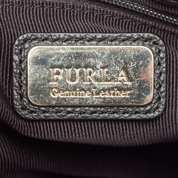 Pre Owned Furla Black Leather Pin S Tote
