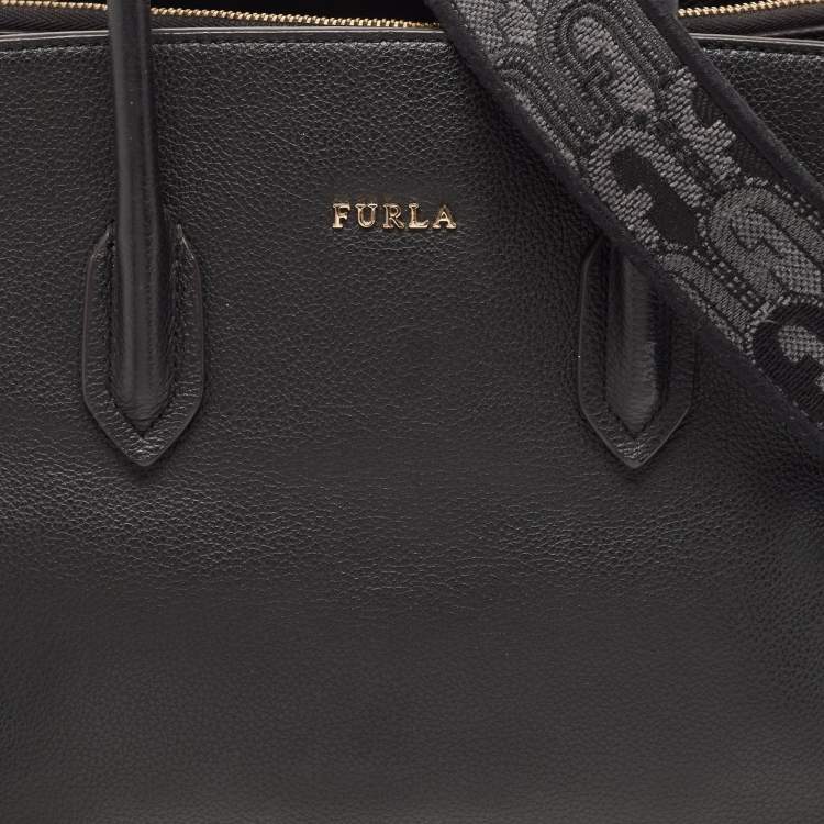 Pre Owned Furla Black Leather Pin S Tote