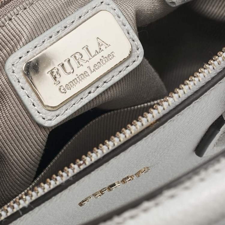 Pre Owned Furla Grey Leather Zip Tote
