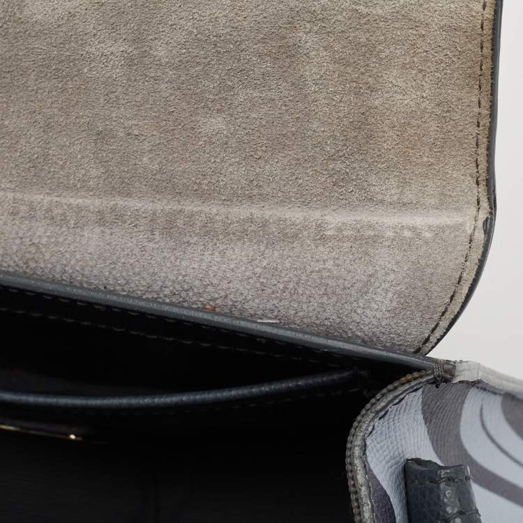 مملوكة مسبقًا Furla Dark Grey Printed Leather Metropolis Shoulder Bag