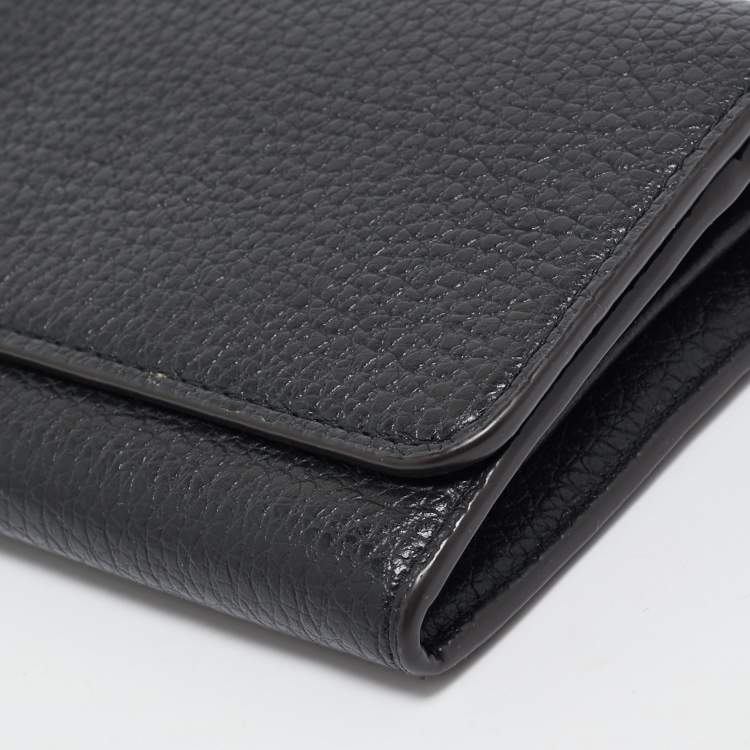 Pre Owned Furla Black Leather Logo Flap Continental Wallet
