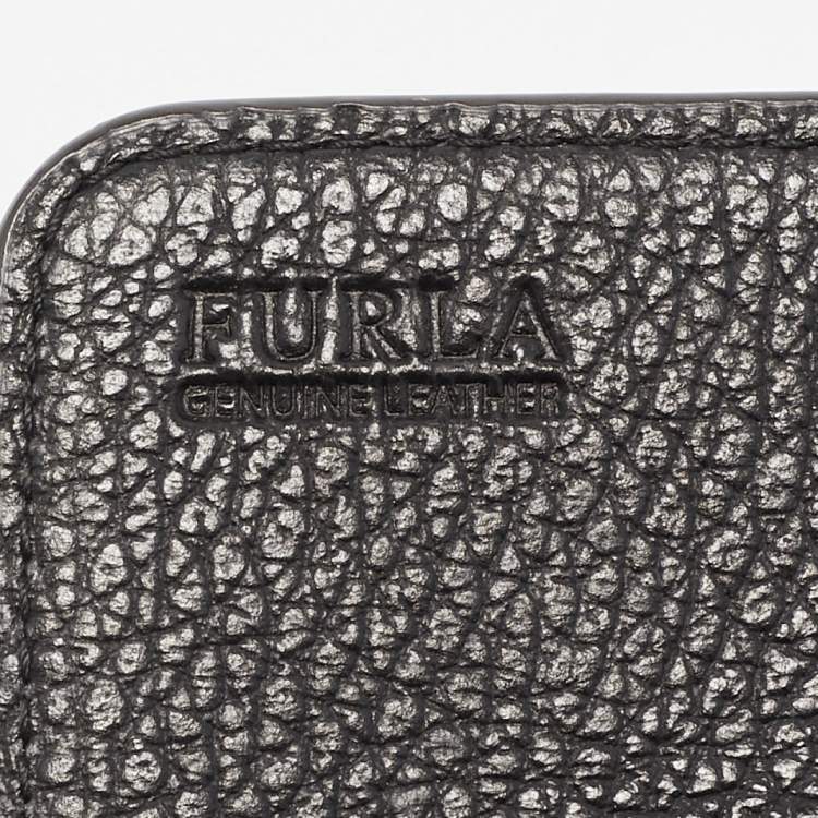 Pre Owned Furla Black Leather Logo Flap Continental Wallet