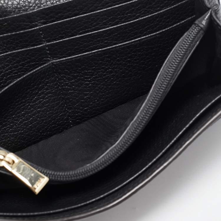 Pre Owned Furla Black Leather Logo Flap Continental Wallet