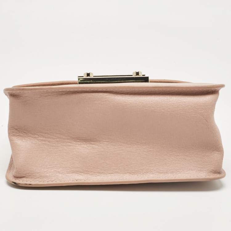 Pre Owned Furla Pink Leather Metropolis Top Handle Bag