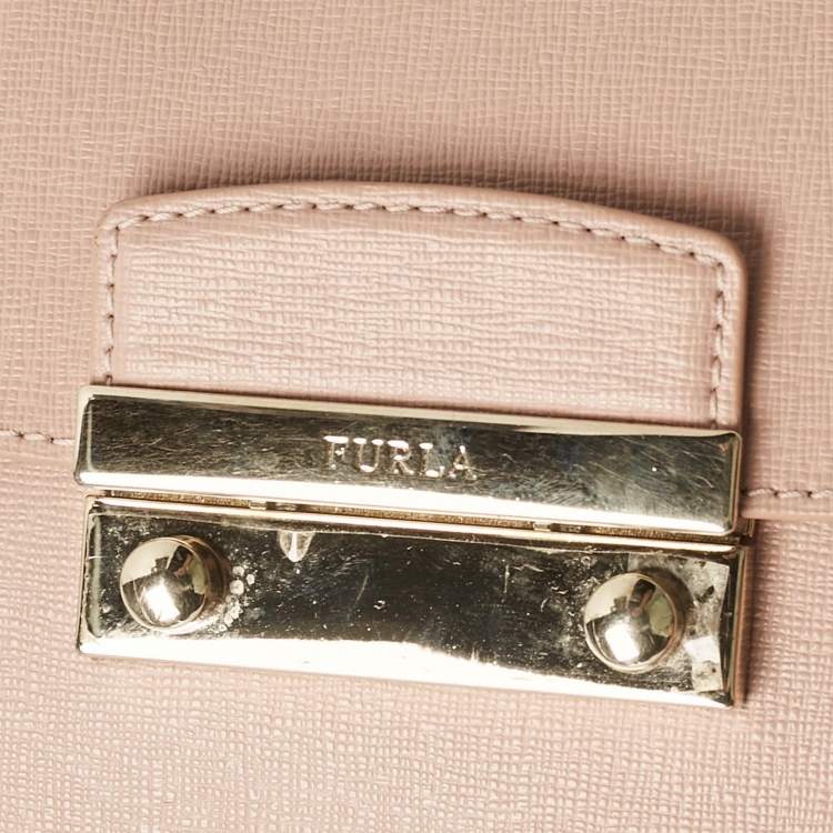 Pre Owned Furla Pink Leather Metropolis Top Handle Bag