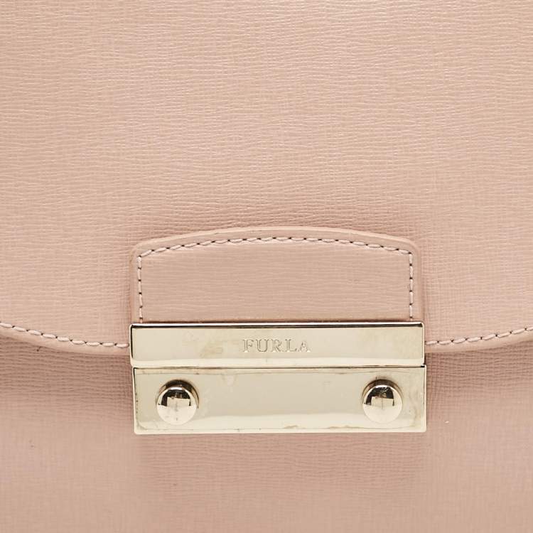 Pre Owned Furla Pink Leather Metropolis Top Handle Bag