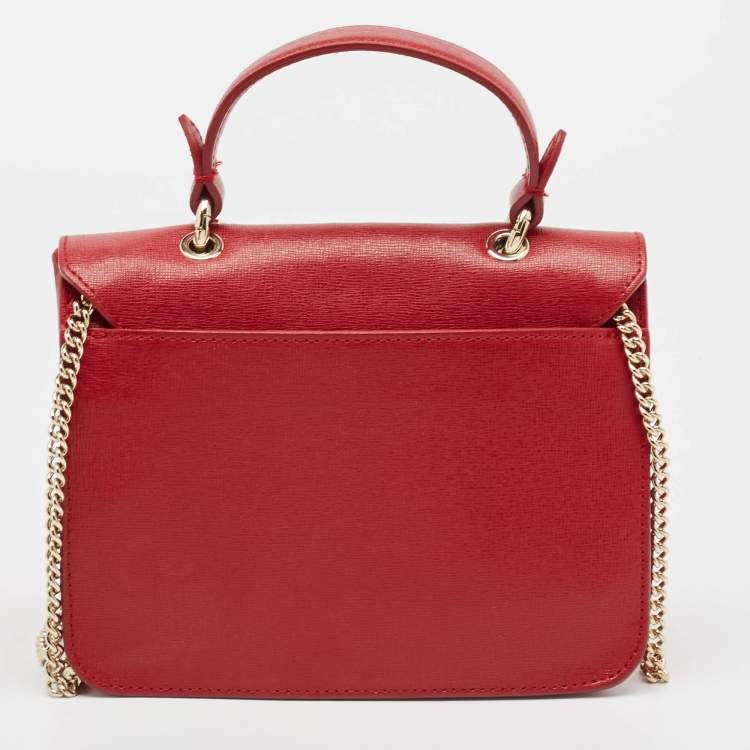 Pre Owned Furla Red Leather Metropolis Top Handle Bag