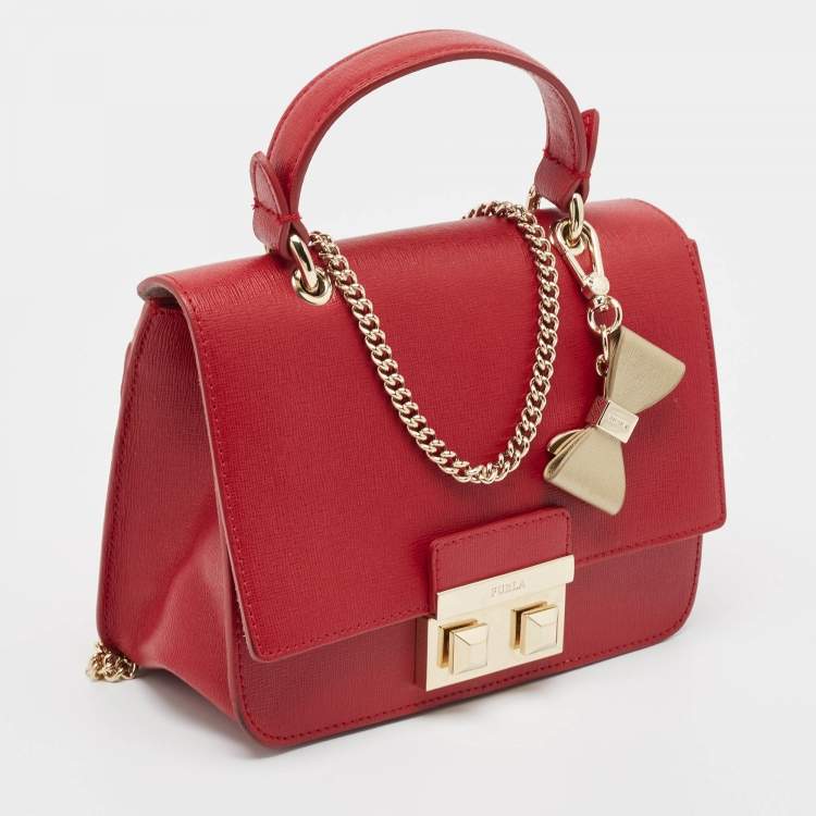 Pre Owned Furla Red Leather Metropolis Top Handle Bag