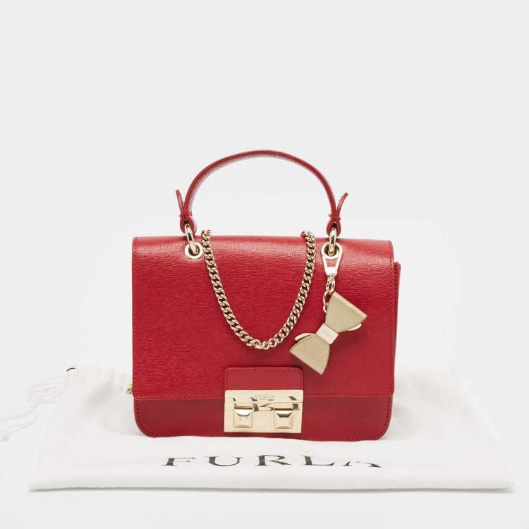 Pre Owned Furla Red Leather Metropolis Top Handle Bag