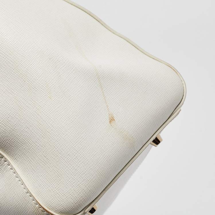 Pre Owned Furla White Leather Zip Tote