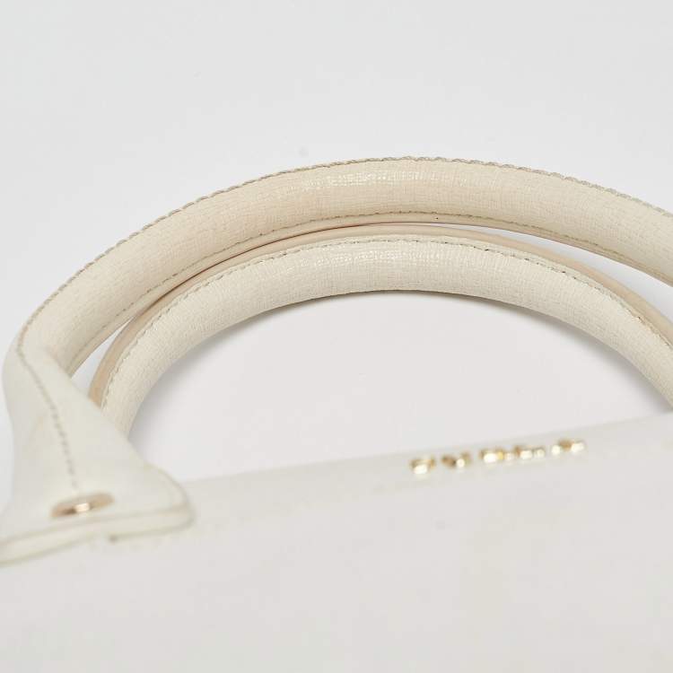 Pre Owned Furla White Leather Zip Tote