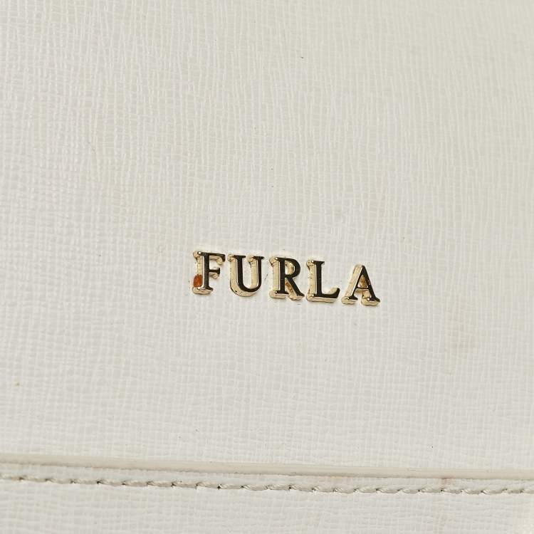 Pre Owned Furla White Leather Zip Tote