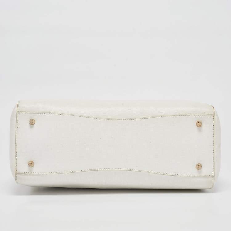 Pre Owned Furla White Leather Zip Tote