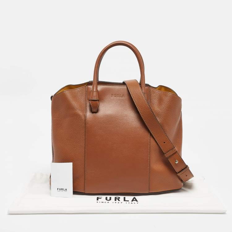 Pre Owned Furla Brown Leather Miastella Tote