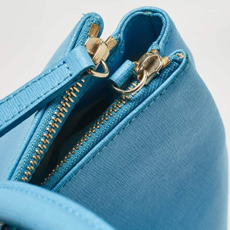 Pre Owned Furla Light Blue Leather Linda Tote