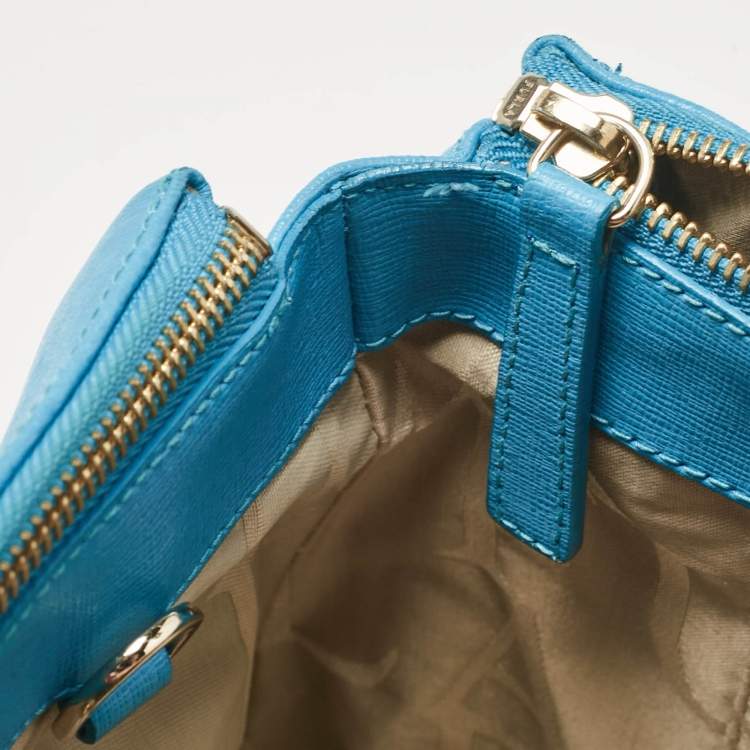 Pre Owned Furla Light Blue Leather Linda Tote
