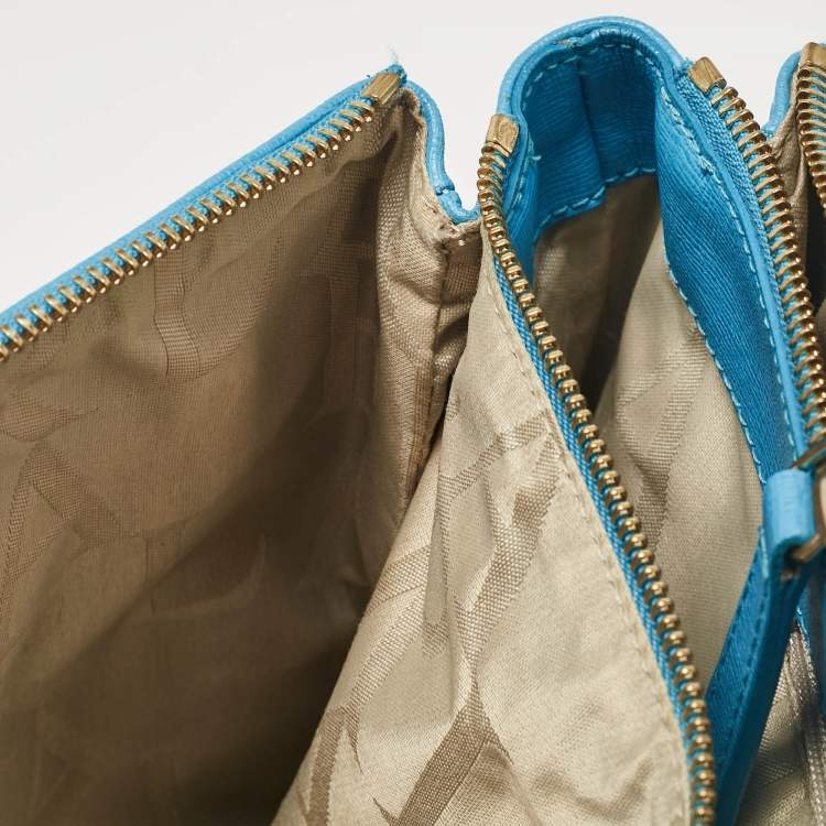 Pre Owned Furla Light Blue Leather Linda Tote