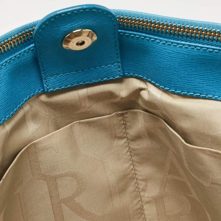 Pre Owned Furla Light Blue Leather Linda Tote
